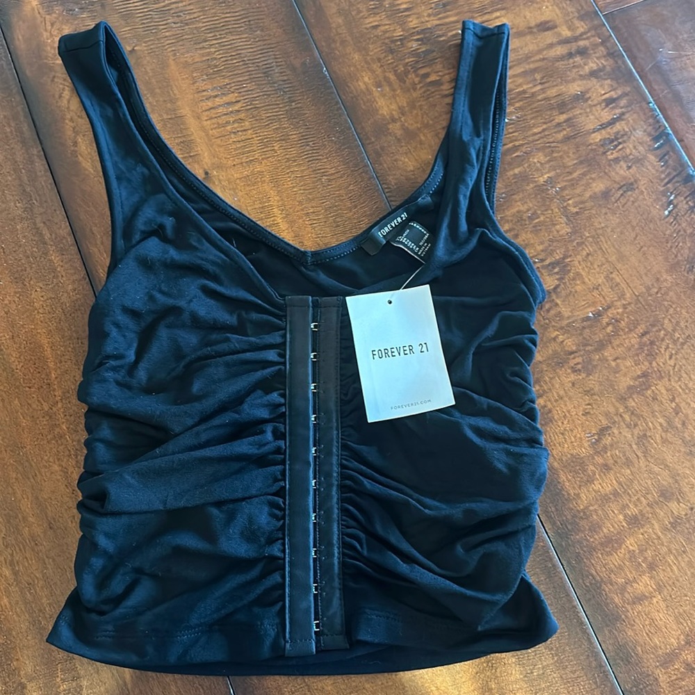 Forever 21 black ruched tank top